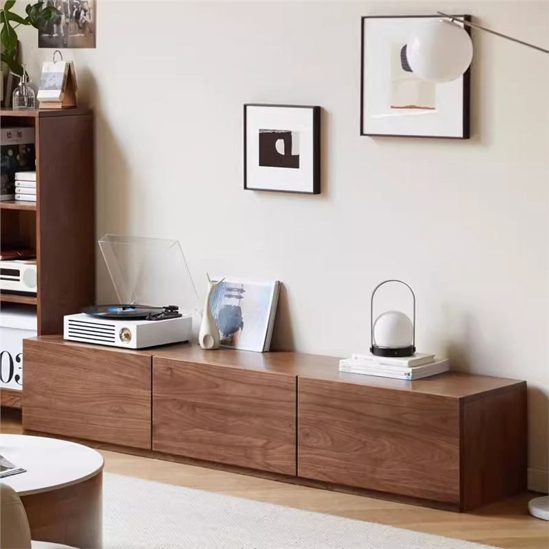Simple North American Black Walnut Tv Cabinet, Nordic Cherry Wood, All Solid Wood, Audio-Visual Living Room Floor-Standing Storage