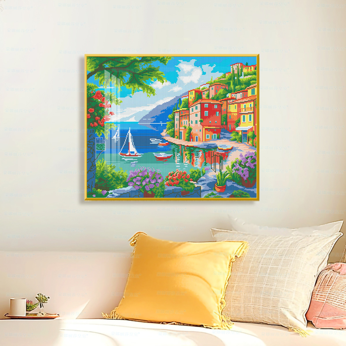 Algodón importado Mona Lisa real bordado de agua casa de colores paisajes pequeños paquetes de material de bordado de cruz diy image 7