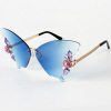 Frameless cut border butterfly shape cross -border foreign trade funny sunglasses inlaid diamond colorful tide party