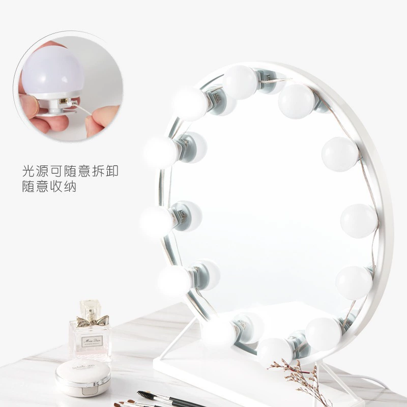 Mirror front light USB Hollywood make-up light three-tone dimming mirror light make-up mirror light bulb make-up mirror fill light