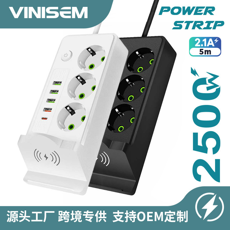 Comercio exterior especial europeo cargador inalámbrico USB fila con interruptor de enchufe 3 dígitos enchufe ruso estándar europeo al por mayor