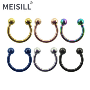 Meier Stainless Steel Eyebrow Nail Outer Teeth Horseshoe Ring C-Shaped Open Nose Ring Breast Ring Vaginal Ring Body Piercing Jewelry