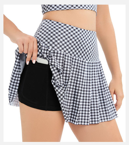 Plaid Badminton Golf Tennis Skirt Outdoor Sports Running Skirt Dance Fitness Pleated Yoga Skirt Women's Wholesale