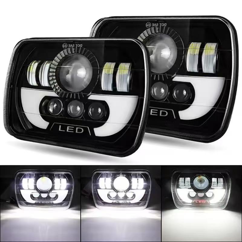 Cross-border Hot Selling 7inch Horn Square 5*7 Car LED Headlight Modification Accessories Super Bright High and Low Beam Integrated LED Car Lights