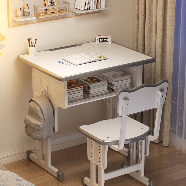 School Children's Study Table, Primary School Student's Home Desk, Writing Desk and Chair Set, Homework Desk Table