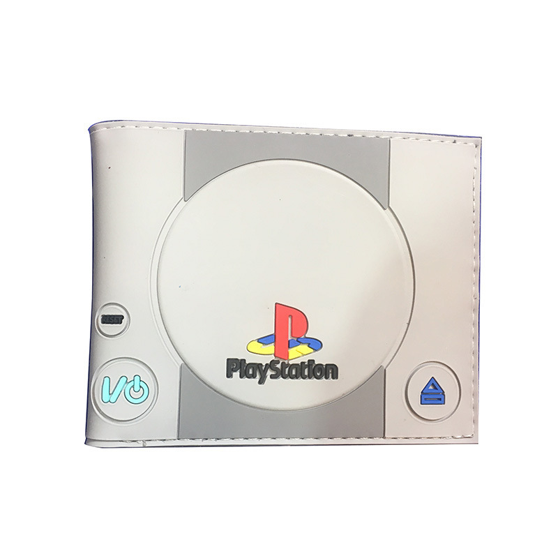 Cartera PSP, botón de control de patrón de mango de juegos, cartera corta de dos plegas, cartera PU juvenil