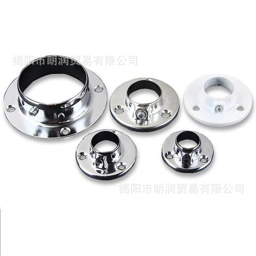 Flange base with multiple specifications 16, 19, 25, 50, thickened wardrobe hanging holder, towel round pipe holder, chrome-plated clothes holder