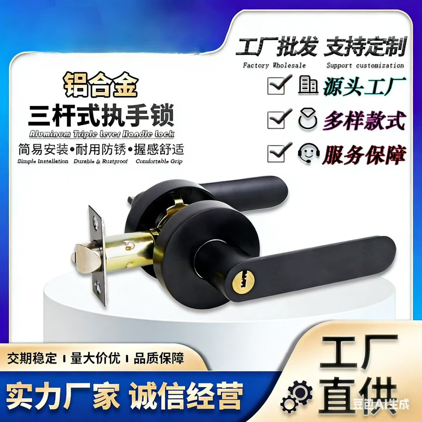 美式   重型三柱式锁  电商好品