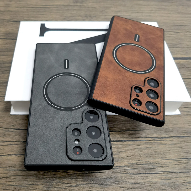 Suitable for Samsung S26 Phone Case, Magnetic S24 Ultra Lambskin Texture, S23+ Full Coverage, S22U Protective Case, S25 Soft