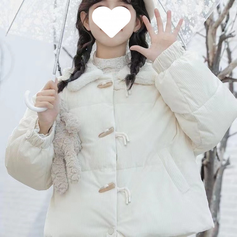 Blue winter cute short down jacket, 2023 collection, for teenagers