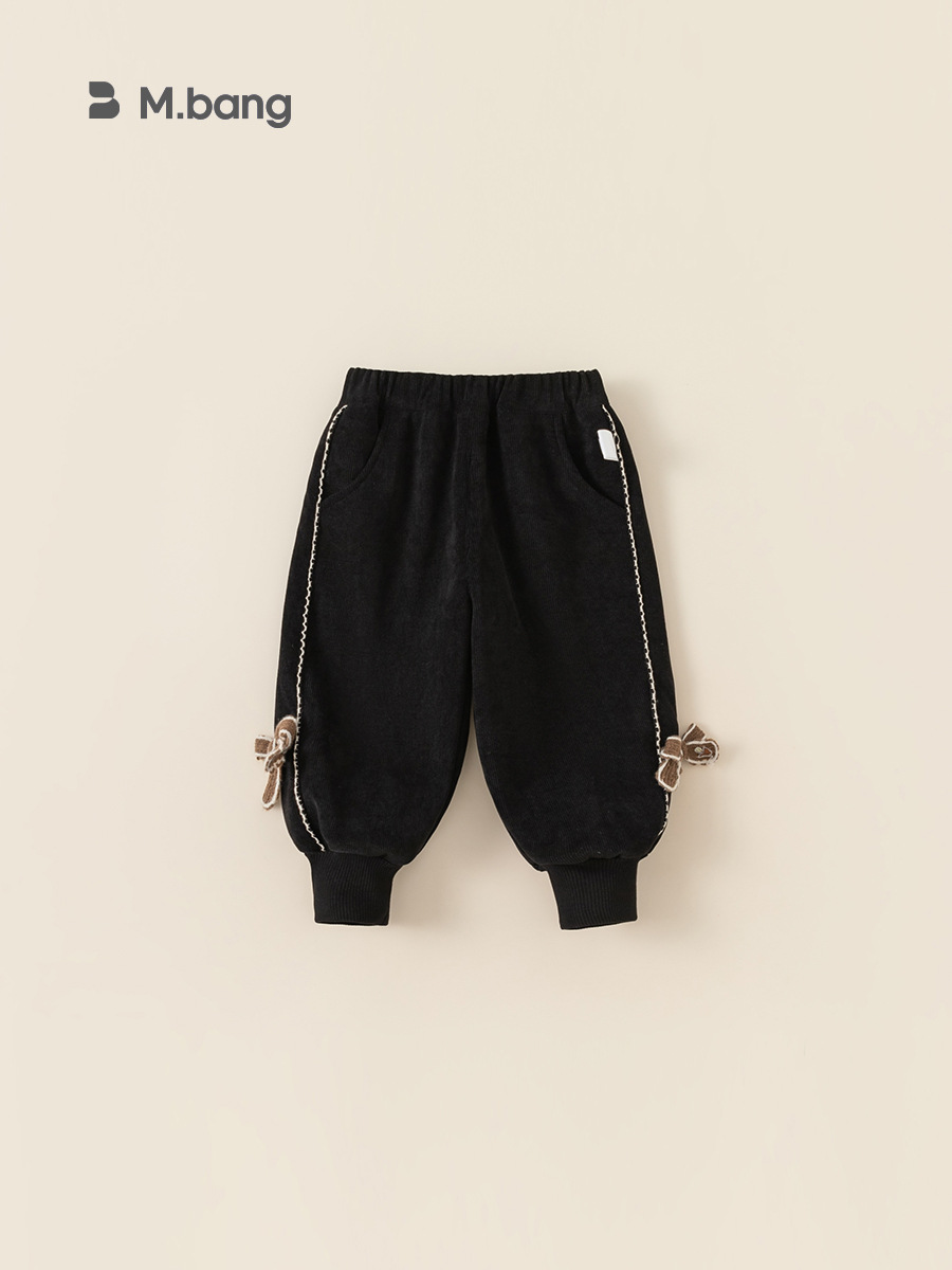Ropa infantil Youbao, pantalones infantiles con forro polar, ropa de invierno gruesa, nuevos pantalones largos con puños de encaje de mariposa para niñas. image 5