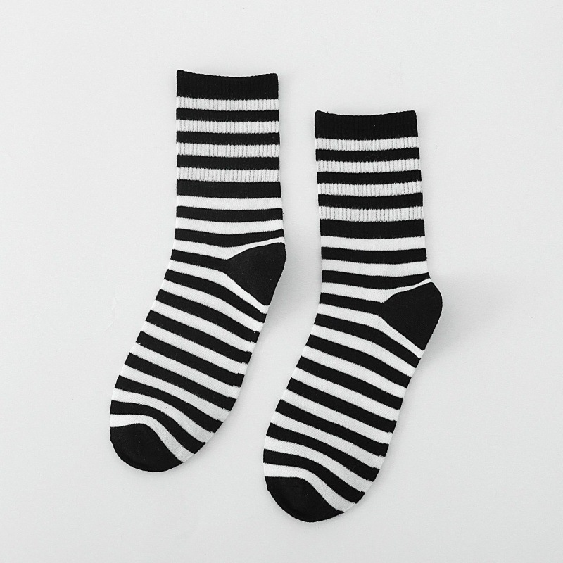 Calcetines Mujer Media Pantorrilla - Floral Rayas