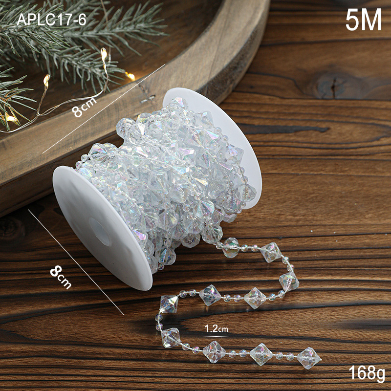 Cadena de cuentas de plástico transparente para decoración navideña, adornos para árbol de Navidad, colgante decorativo, arreglo de escena