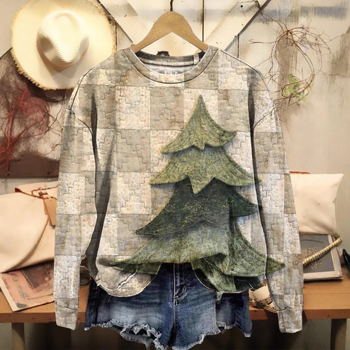 European and American Ladies 2025 Spring and Autum Fashion Holiday Printed Round Neck Sweatshirt, Lightweight, Comfortable and Loose for Daily Wear European and American Ladies 2025 Spring and Autum Fashion Holiday Printed Round Neck Sweatshirt, Lightweight, Comfortable and Loose for Daily Wear