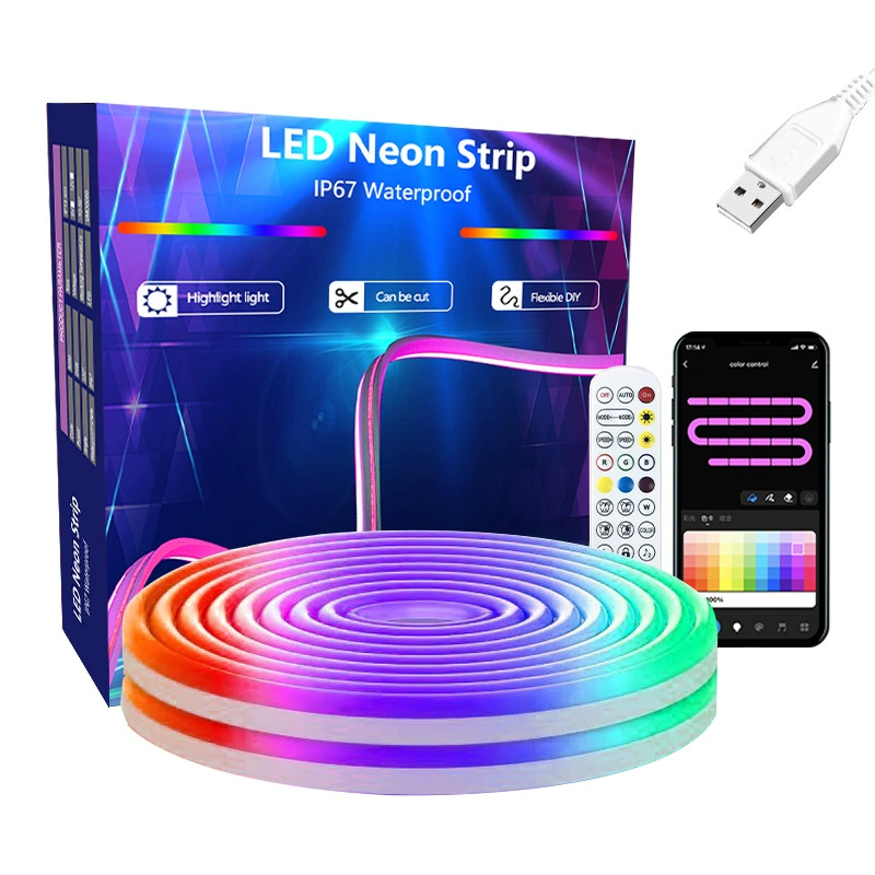 USB неоновая лампа RGB силиконовая LED водонепроницаемая лампа с точкой опоры оптовая продажа смарт-граффити Bluetooth музыка DIY атмосфера света