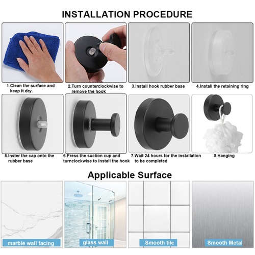 Suction cup hook clothes rack stainless steel hook Suction Cup Hook without marking and nail-free