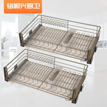 威的澳兰仕橱柜拉篮加粗圆钢纳米香槟金三边炉台篮筷子碗碟储存柜