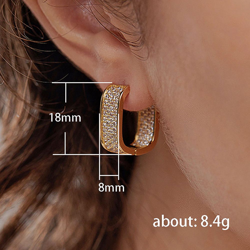 Shiny U Shape Copper Inlay Zircon Earrings 1 Pair display picture 1