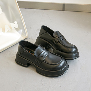 Meizu Power 2022 Autumn New Thick Sole Thick Heel Loafers Women's British Style Retro Fashion Single-layer Shoes JK Small Leather Shoes