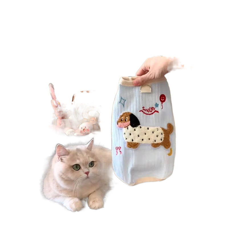 Ropa de gato de verano delgada tracción para evitar la pérdida de pelo naranja gato azul gato muñeca gato mascota salchicha chaleco de primavera