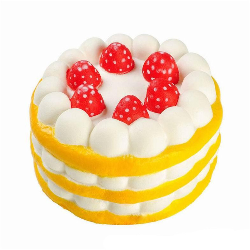 Squishy alimento simulado crema pastel de fresa comer jugar DIY húmedo suave rebote lento niños juguetes caseros pequeños
