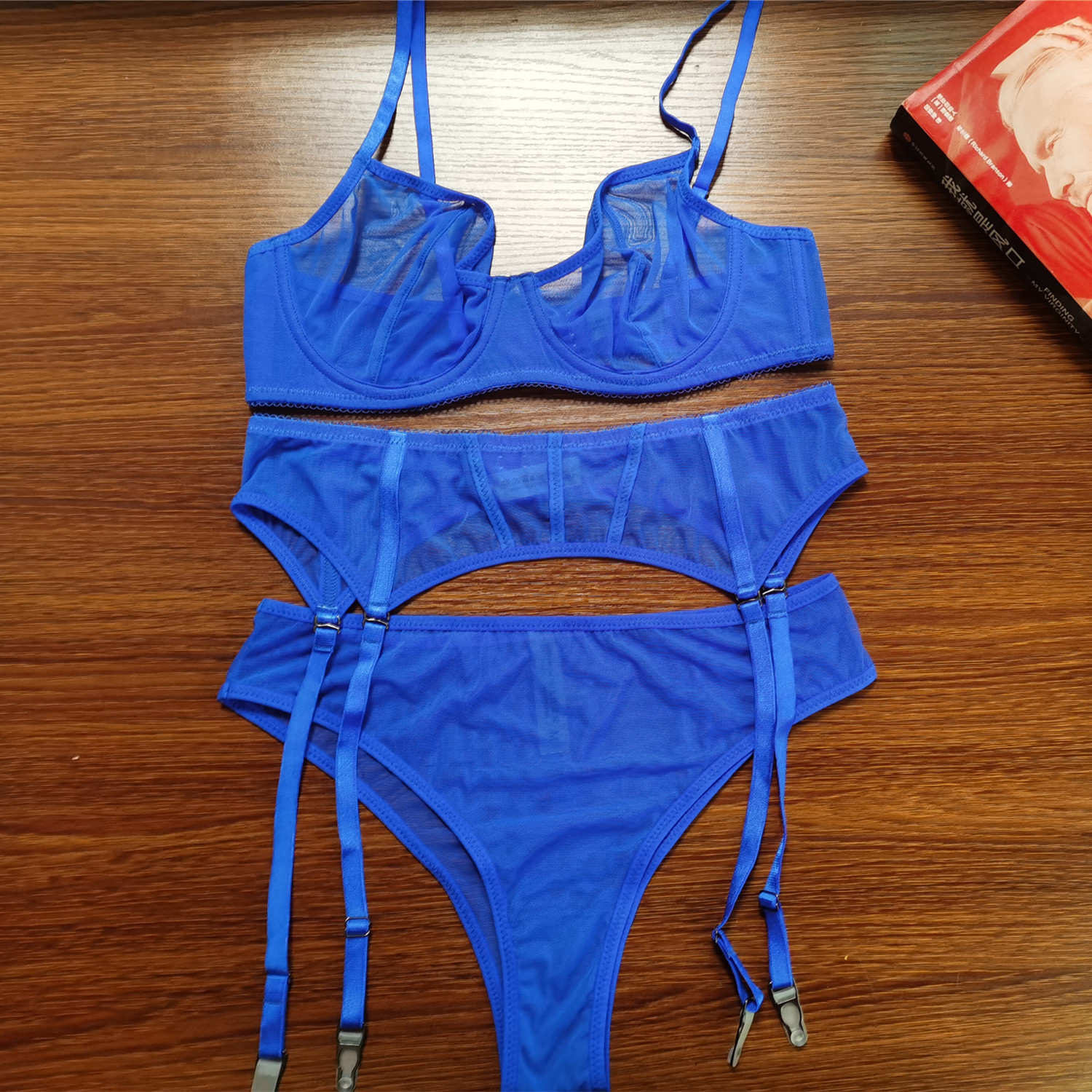Nouvel ensemble de soutien-gorge sexy perspective, lingerie amusante pour femmes, soutien-gorge ultra-fin, porte-jarretelles, ensemble trois pièces_voghion.com