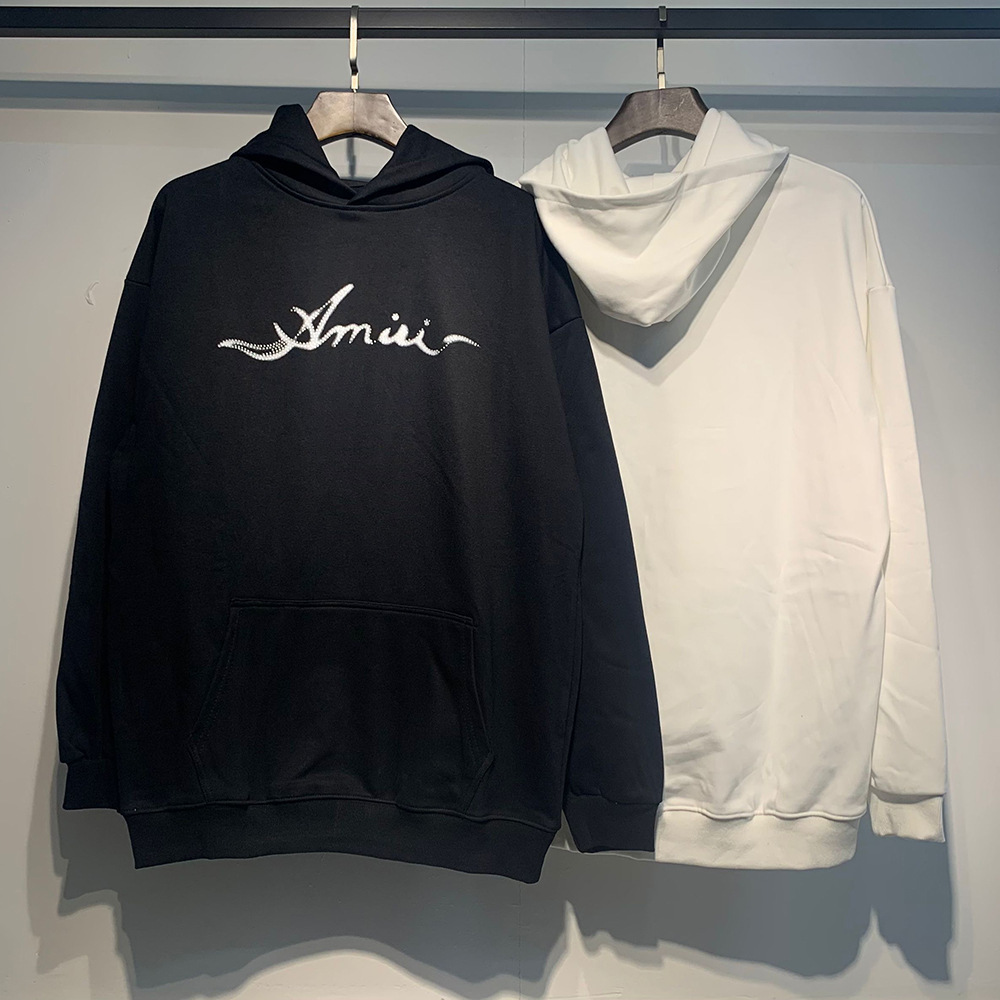 AMIRI suéter colección de letras de impresión transfronterizas 360 gramos de anillo masculino suelto casual sudadera encapuchada