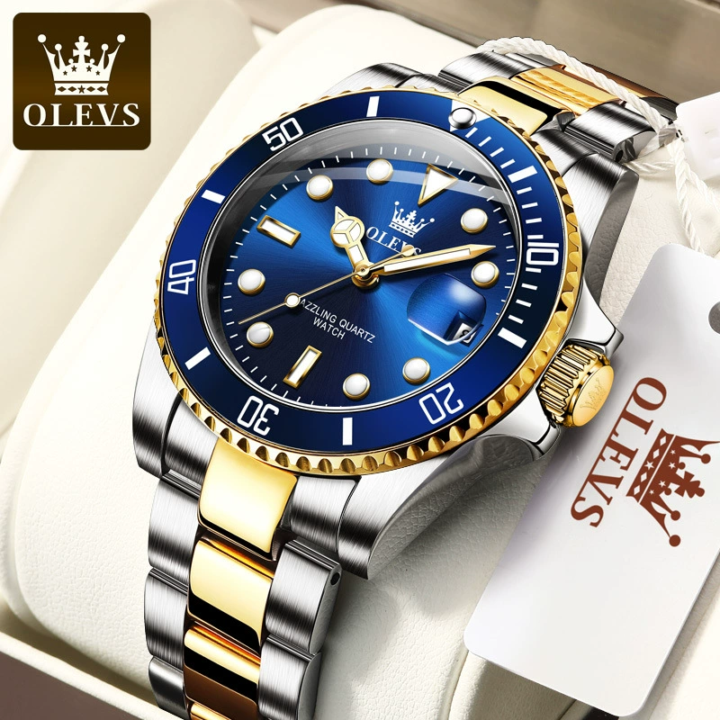 Men’s quartz watch 5885, 41 mm, 30M waterproof, stainless steel bracelet