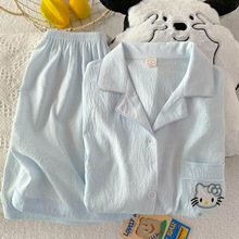 helloKitty睡衣女款夏季纯棉纱布短袖短裤套装可爱少女夏天家居服