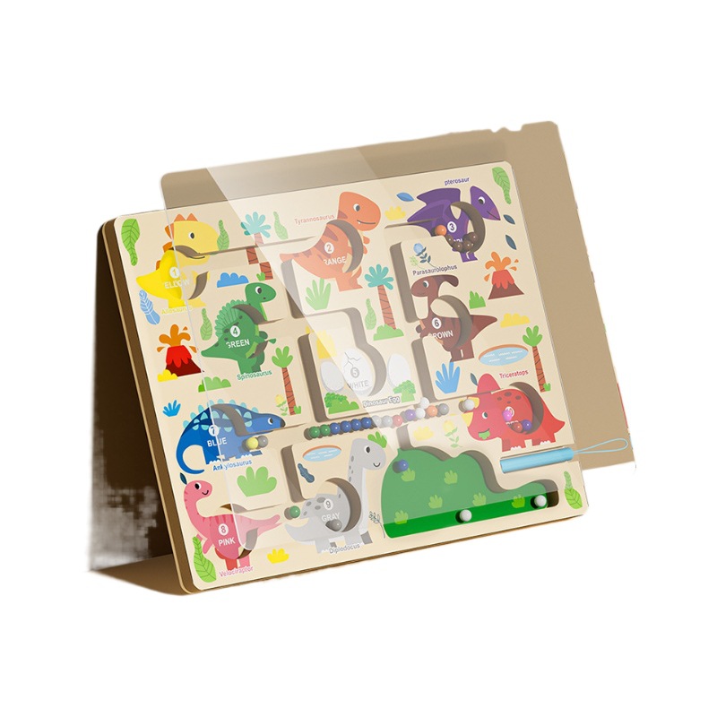 Rompecabezas de dinosaurios, laberinto magnético, educación temprana para niños, aprendizaje de clasificación de colores, laberinto magnético digital, juguetes educativos de escritorio