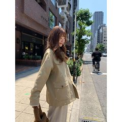 工装风撞色钩边领多口袋夹克女春2025新款宽松显瘦外套