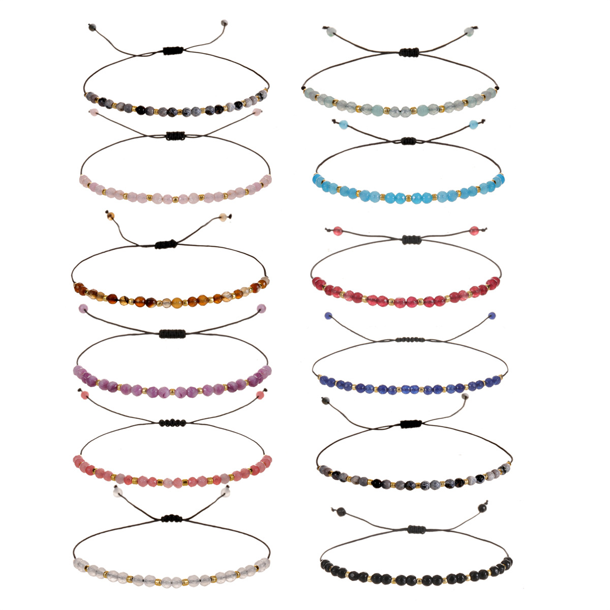 4g Weight Bracelets Classification Wholesale Jewelry Casual Simple Style Round Natural Stone Beaded Knitting Bracelets