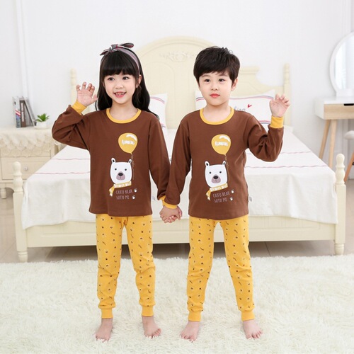 Children's warm home clothes two-piece set, size 100-160, boys and girls pajamas set supports one-piece drop shipping