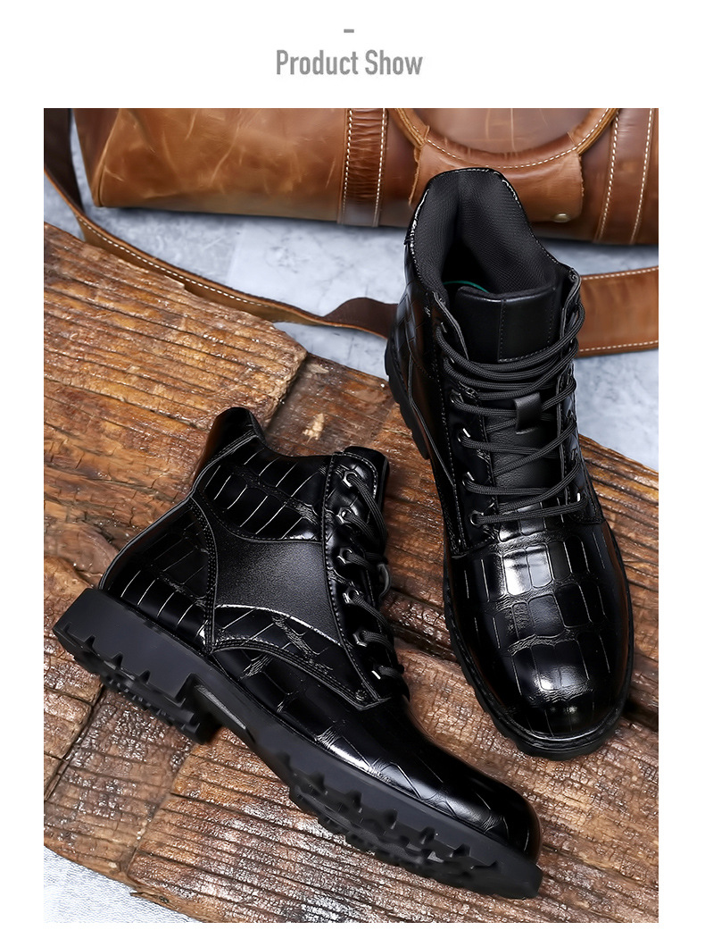 Scarpe da uomo retrò da uomo di grandi dimensioni Scarpe in pelle Stivali da uomo alla moda di media altezza_voghion.com