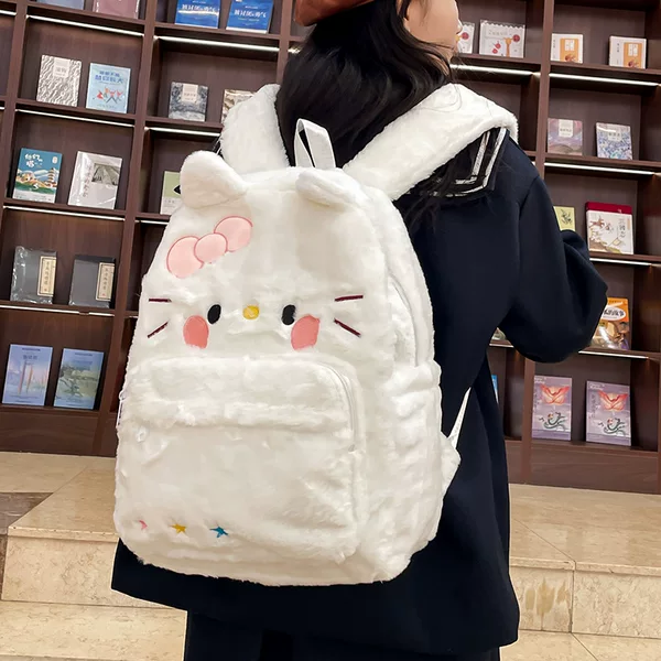 College Cute KT Cat Backpack Stuffed Bag Girl Hello Kitty Bag 2025 New Niche All-match Backpack