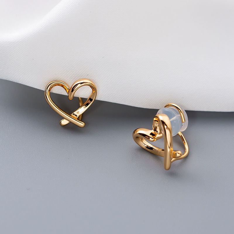 10g Weight 1 Pair Simple Style Heart Shape Plating Alloy Ear Studs