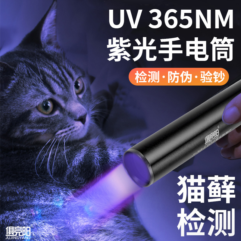 365nm验钞手电筒古文物鉴定荧光剂真菌检测专用紫光防伪鉴定手电