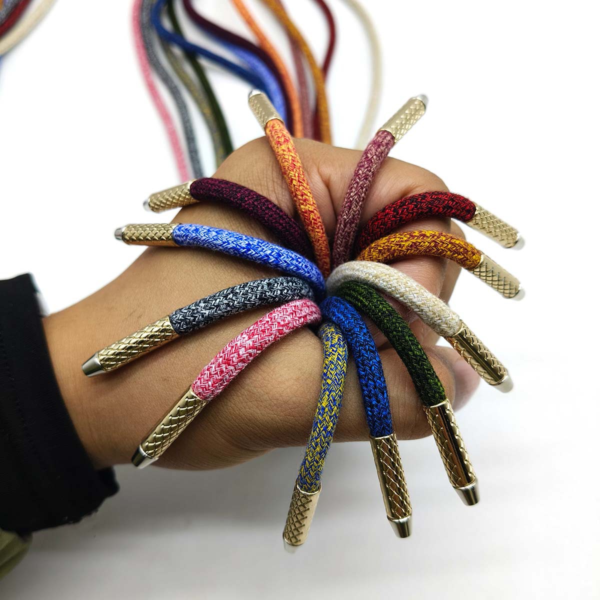 0.4 / 0.5cm poliéster / algodón mezcla de color cuerdas redondas cuerdas metálicas de alta calidad chaqueta cuerda de dibujo corda de cintura