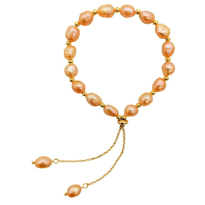 European and American New Style Asymmetrical Freshwater Pearl Personalized Adjustable Slider Bracelet Jewelry Girls Party Holiday Gift