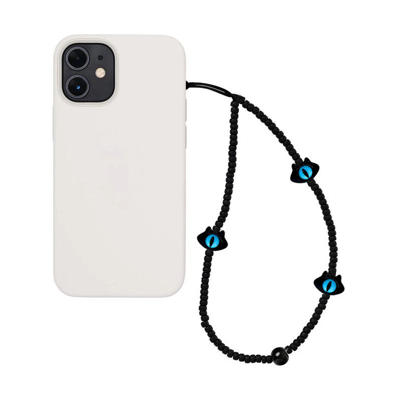 KKBEAD one-eyed monster blue-eyed cartoon girl mobile phone chain wristband versatile cute black cat mobile phone rope pendant