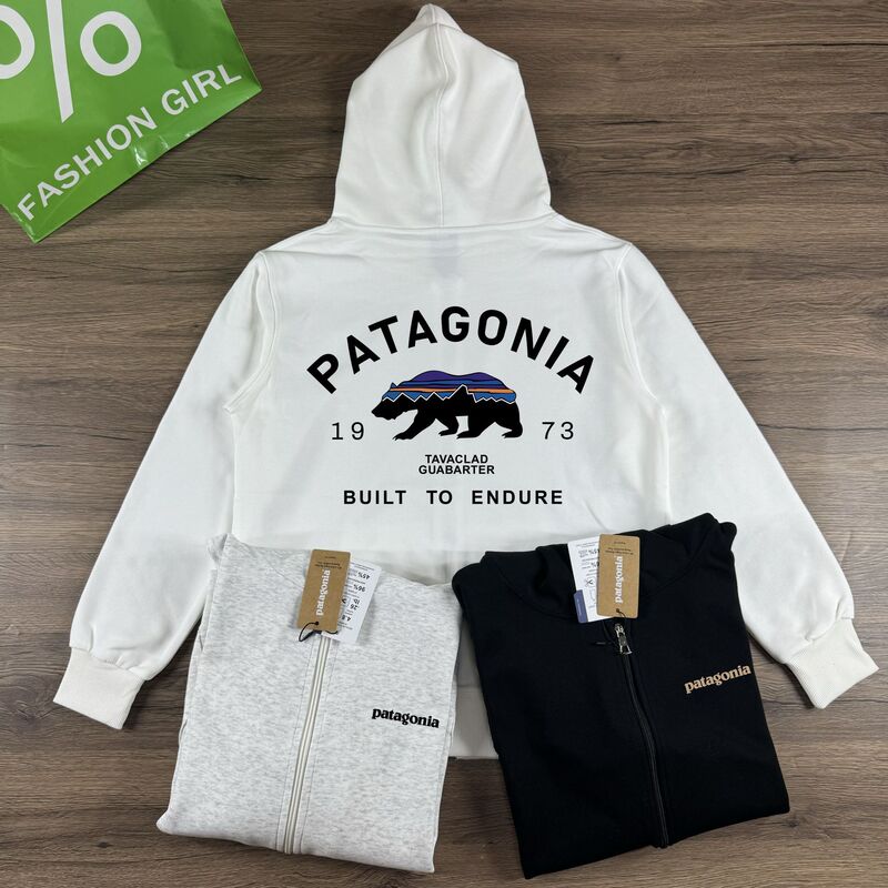 American Pata Outdoor Hooded Cardigan 1973 Polar Bear Print Zipper Sweatshirt Jacket Top Hoodie Trendy