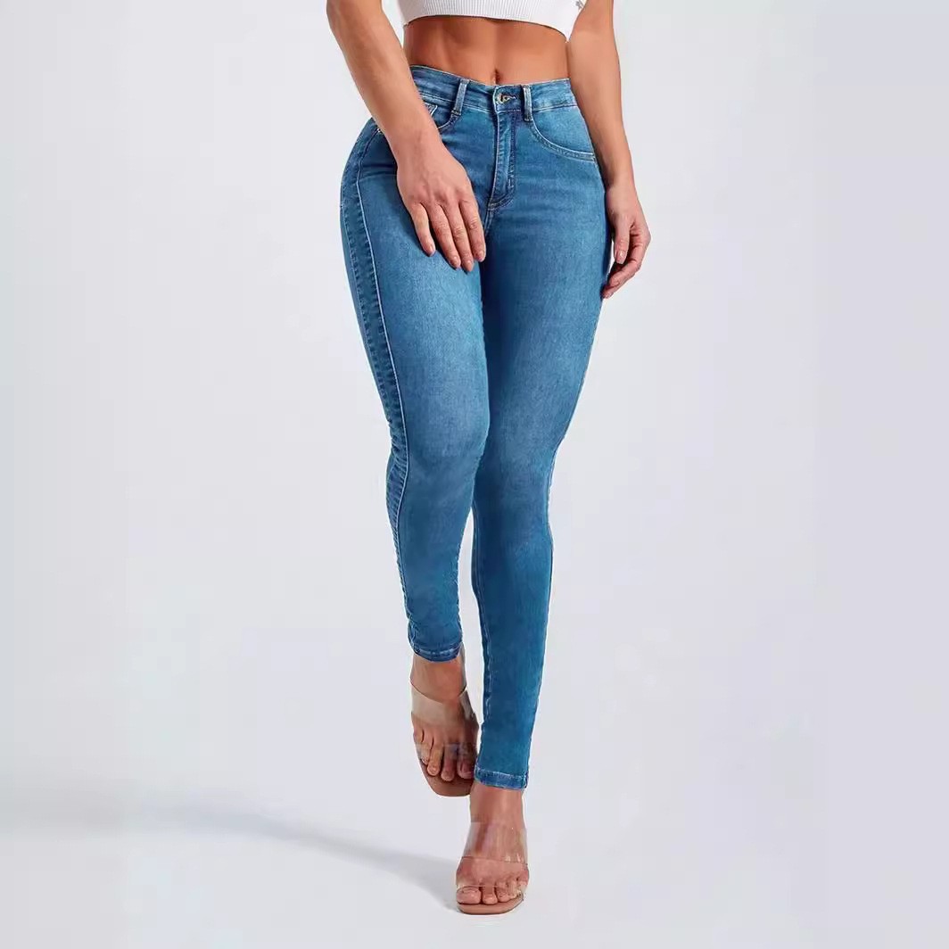 Europa y los Estados Unidos transfronterizos 2025 nuevo comercio exterior de Amazon bolsas delgadas pantalones elásticos de cintura alta jeans mujeres