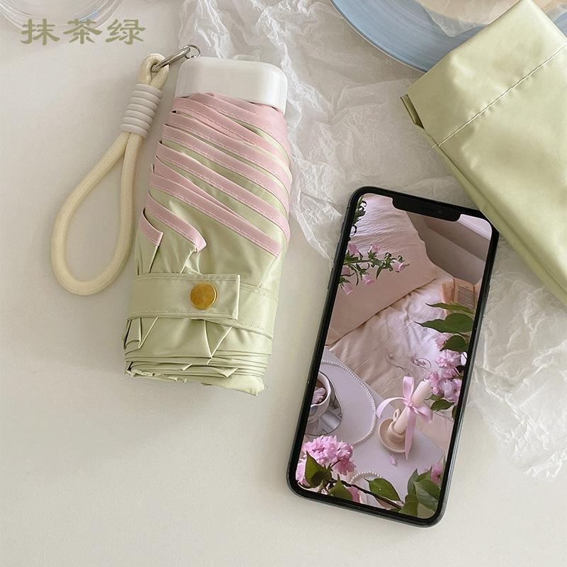 見栄えの良い、超軽量でコンパクトな 40% off ミニ日傘、晴雨兼用、女性用ポータブルダブルカラーグル日焼け止め UV|undefined