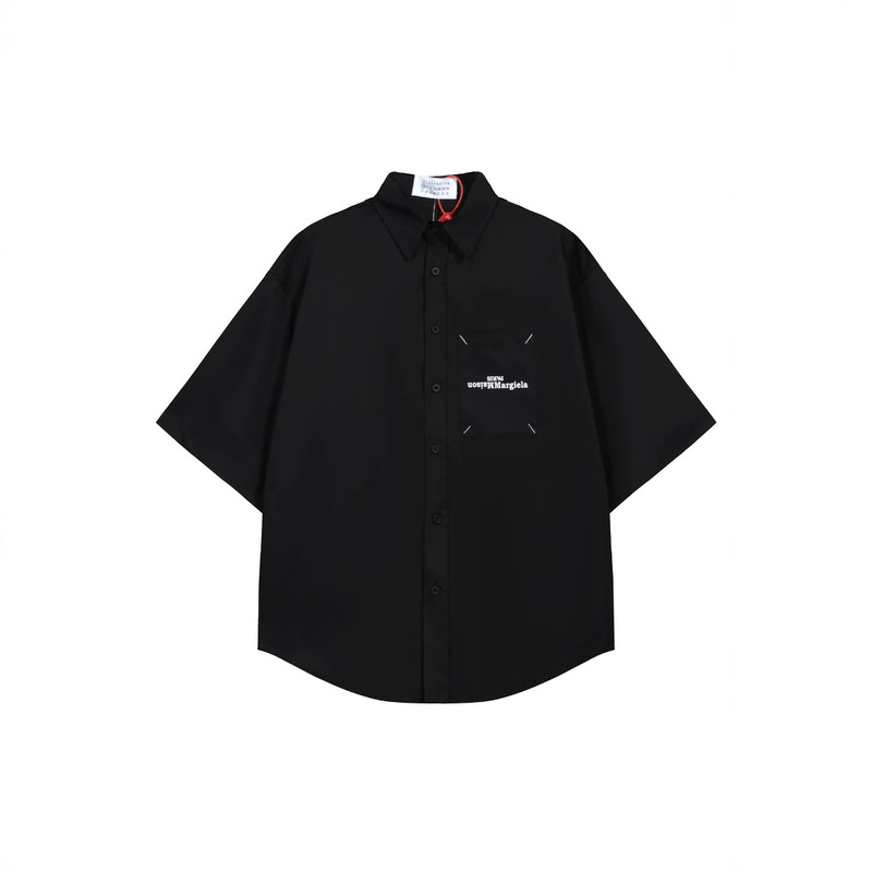 Cross-Border Trendy Brand Mm6 Maison Margiela Flip Alphanumeric Print Men's and Women's Short-Sleeved Shirts