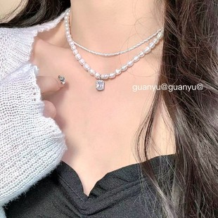 Natural Freshwater Pearl Necklace Women's Fashion Simple High-end Light Luxury Niche Sweet Cute Elegant All-match Collarbone Chain
