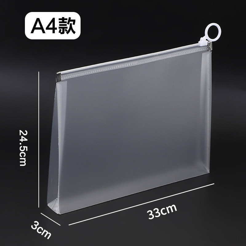A4 papelería bolsa de almacenamiento plástico PP transparente bolsa de archivos impermeable papel de examen de estudiante de clasificación de anillo bolsa de cremallera