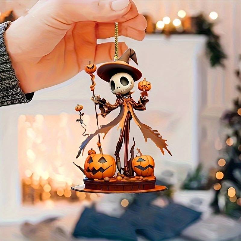 Nuevo acrílico transfronterizo calabaza esqueleto hombre decoración colgante plano espejo retrovisor colgante fiesta de Halloween