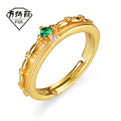 璀璨冷淡風輕奢綠鋯戒指女閃閃ins潮小眾設計高級感食指指環開口