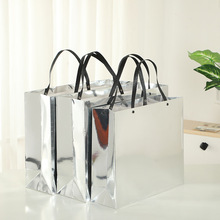 2025新款亮银色礼品袋服装店袋子化妆品饰品礼品袋女装购物纸袋