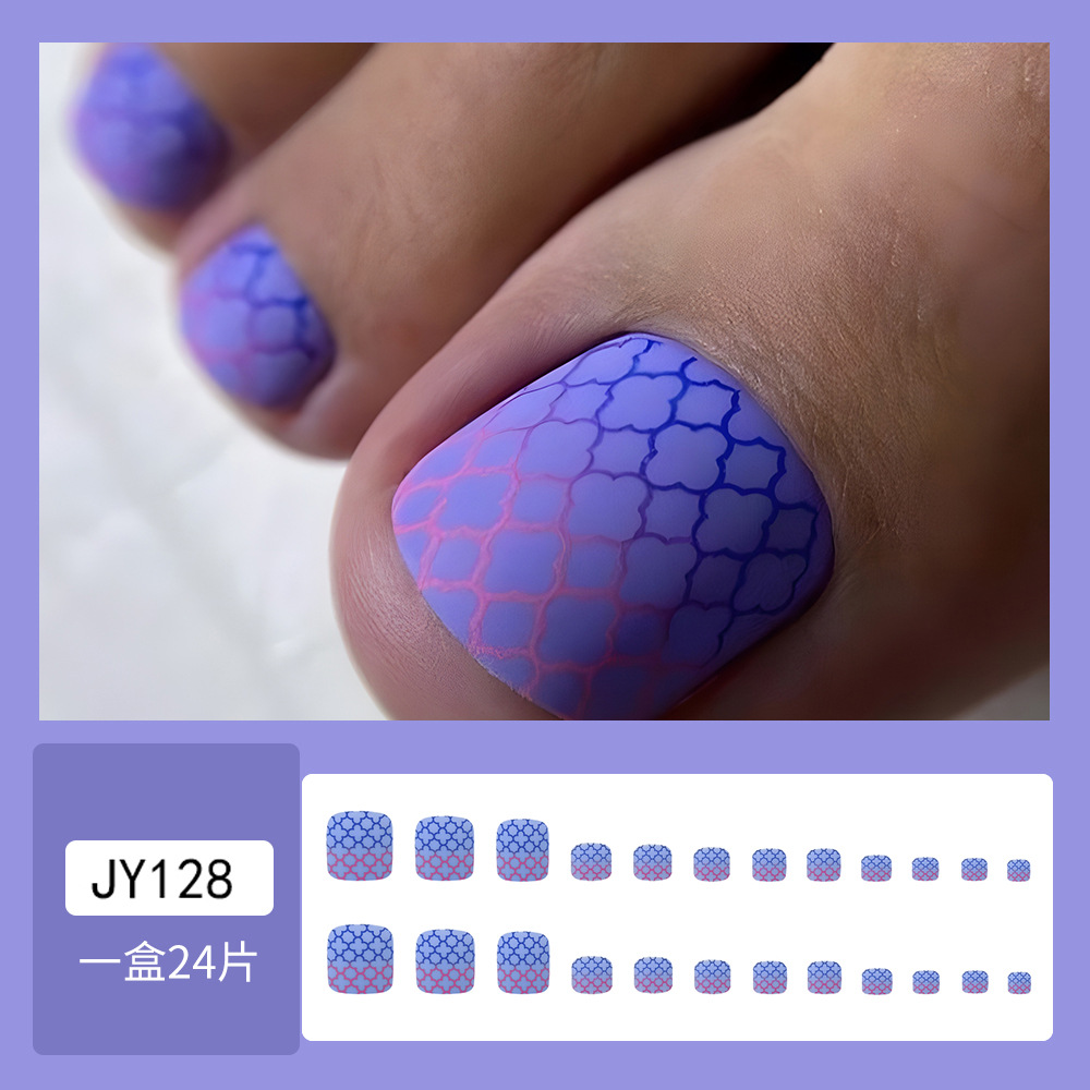 Azul rosa empalme esmerizado gradiente de uñas de pies blanquear temperamento de alto nivel de sensación de uñas falsas de pies usar uñas de pie venta caliente transfronteriza